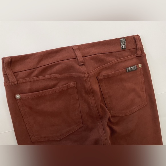 7 FOR ALL MANKIND cognac brown pants LIQUID FAUX SUEDE SKINNY JEANS SIZE- 28 - Picture 8 of 9